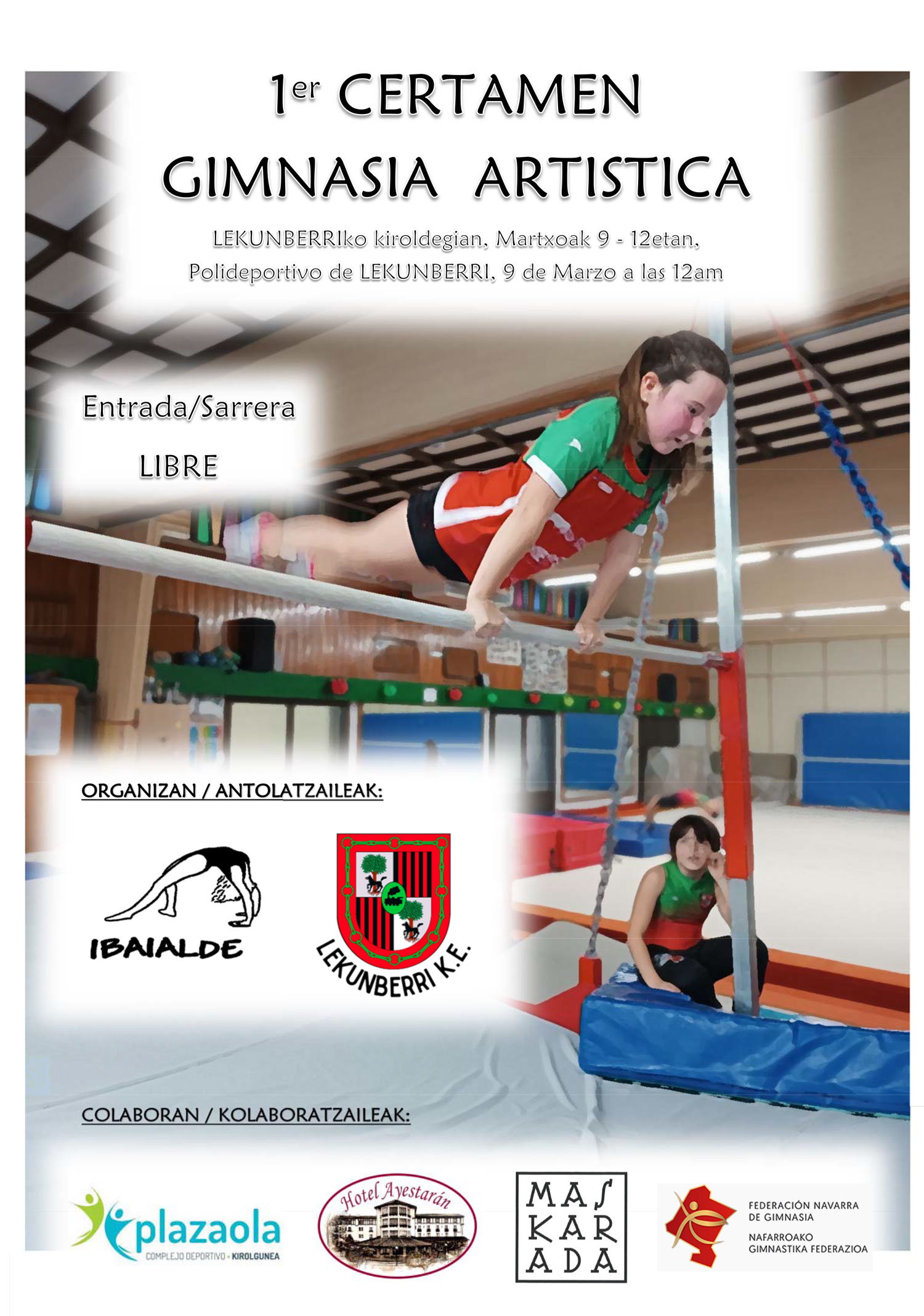 I Certamen Gimnasia Art&iacute;stica, ma&ntilde;ana 9 de marzo en Lekunberri